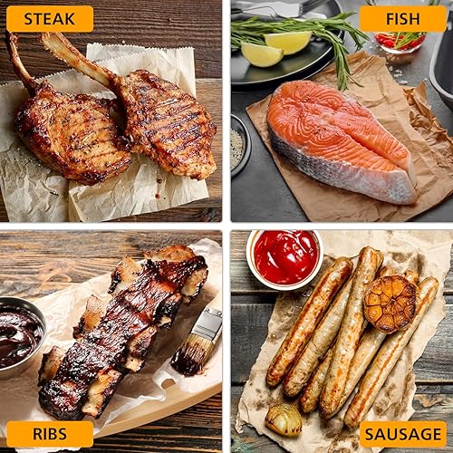 Miniatura 4 de FEPITO 60 hojas cuadradas de papel de carnicero marrón sin cera, papel de carnicero precortado de 12 x 12 pulgadas, hojas de papel de carnicero