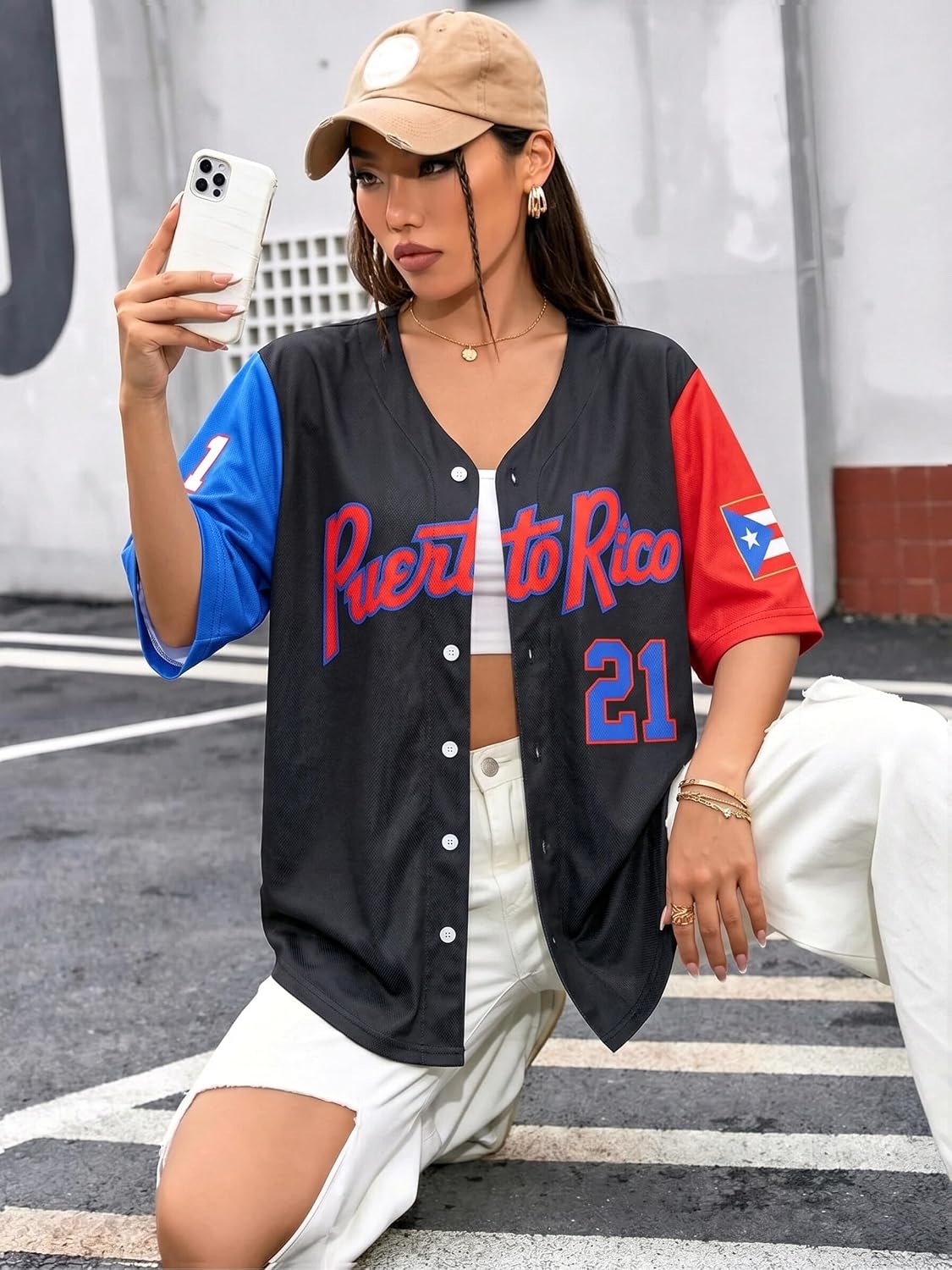Puerto Rico Shirt Puerto Rican 21 Jersey for Women Boricua Shirts PR Flag Tee World Baseball Classic Jerseys