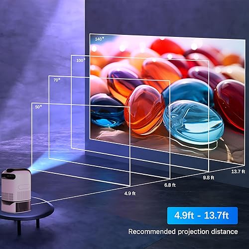 Miniatura 3 de Unitedtime Proyector con soporte integrado con WiFi y Bluetooth nativo 1080p soporte 4K, para cine en casa compatible con HDMI, USB, PC, TV Box, iOS