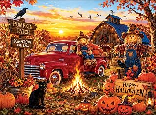 500 Piece Puzzles for Adults, Autumn Pumpkin Patch Jigsaw Puzzle | Halloween Harvest Farm 500 Piece Puzzle, Letter on Back No Dust, Challenging Seasonal Game Home Decor Gift