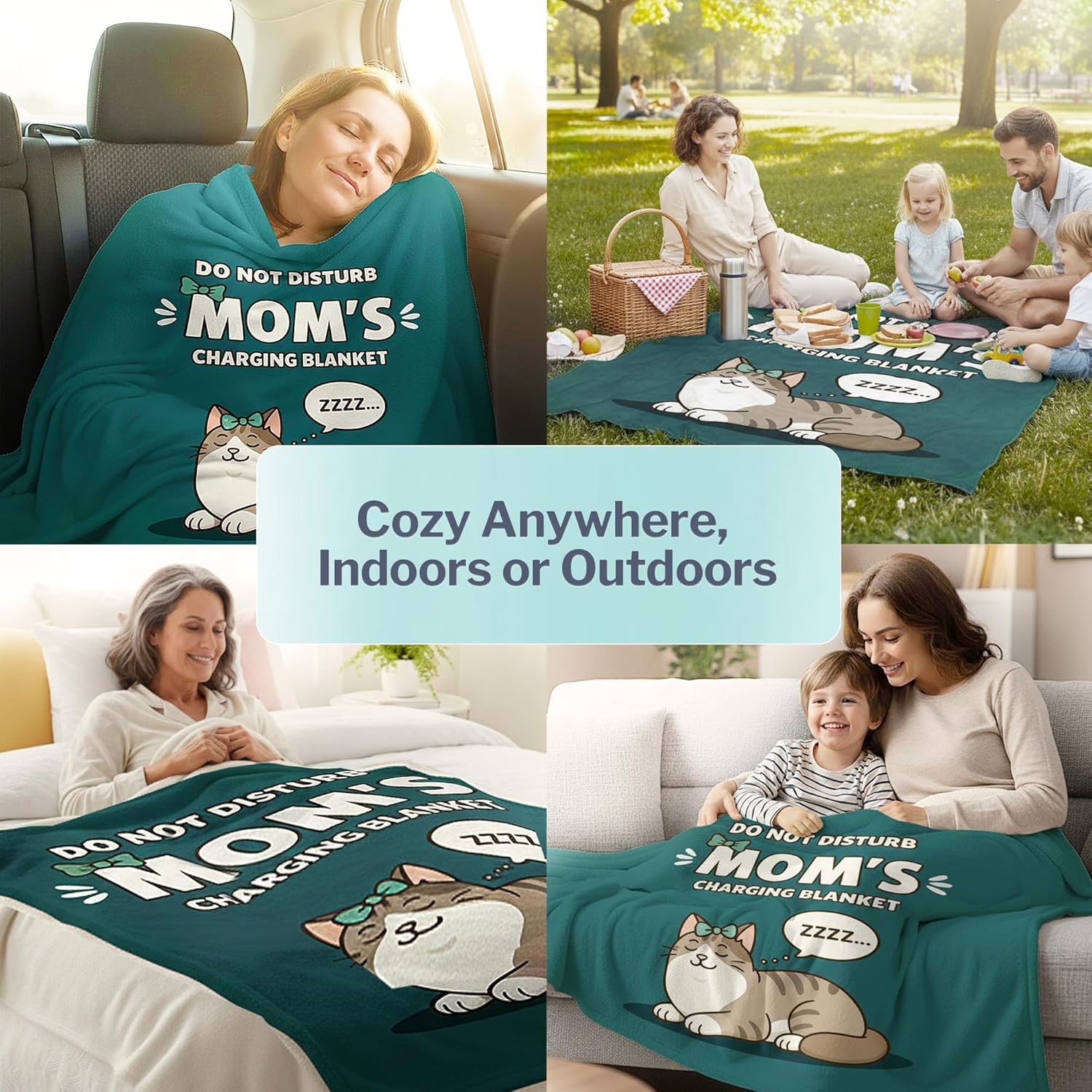 FILO ESTILO Mom is Charging Blanket - in Gift Ready Packaging | Cozy Dyed Fleece Throw Blanket 50"x60" - Unique Mom Gift for Couch or Bed | Special Present from Daughter or Son - Image 2