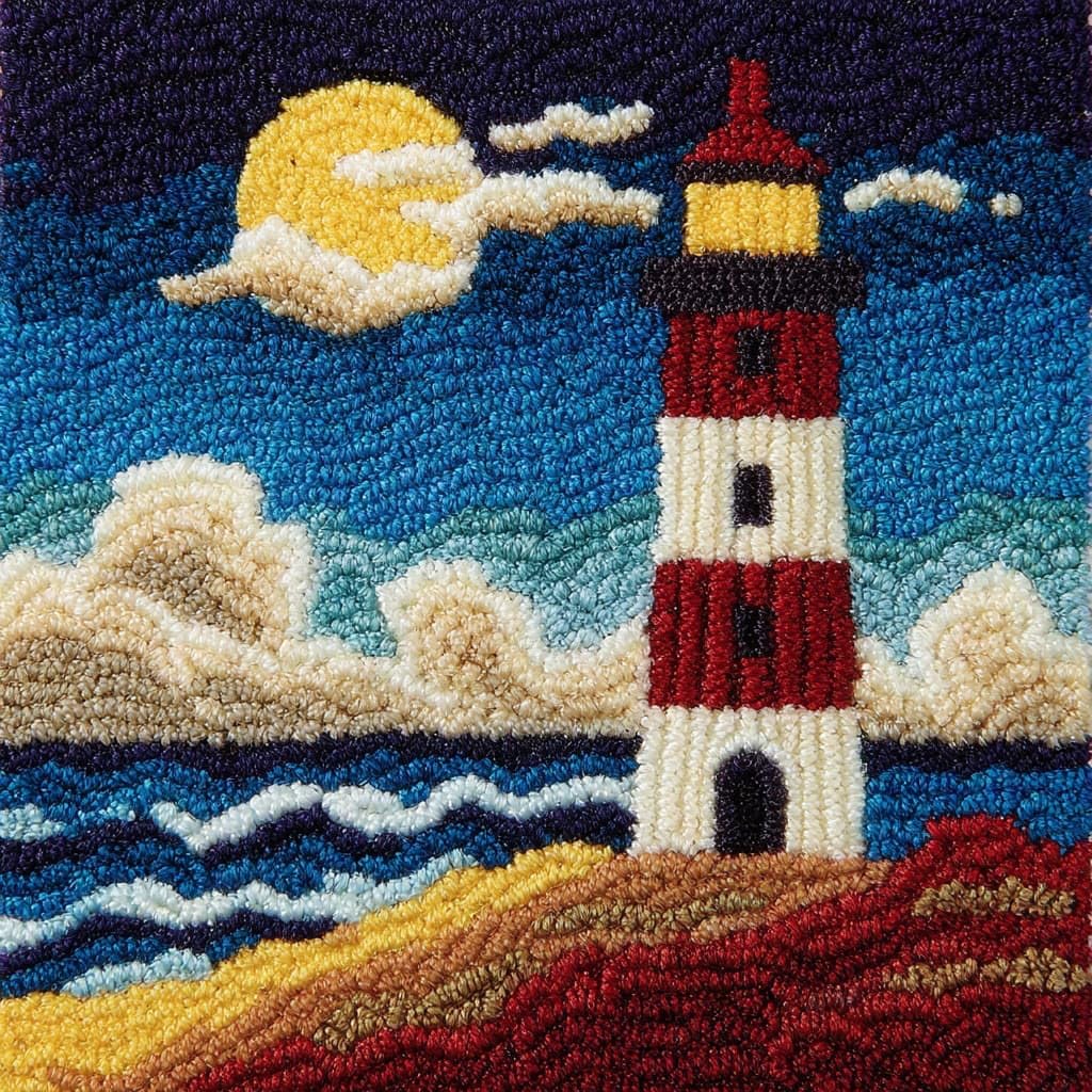 Henypt Latch Hook Cushion Kits, Lighthouse