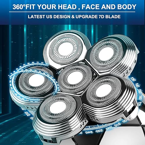 Miniatura 3 de Afeitadora de cabeza para hombres calvos, afeitadora eléctrica de precisión definitiva para hombres calvos, IPX7, impermeable, recargable, afeitado