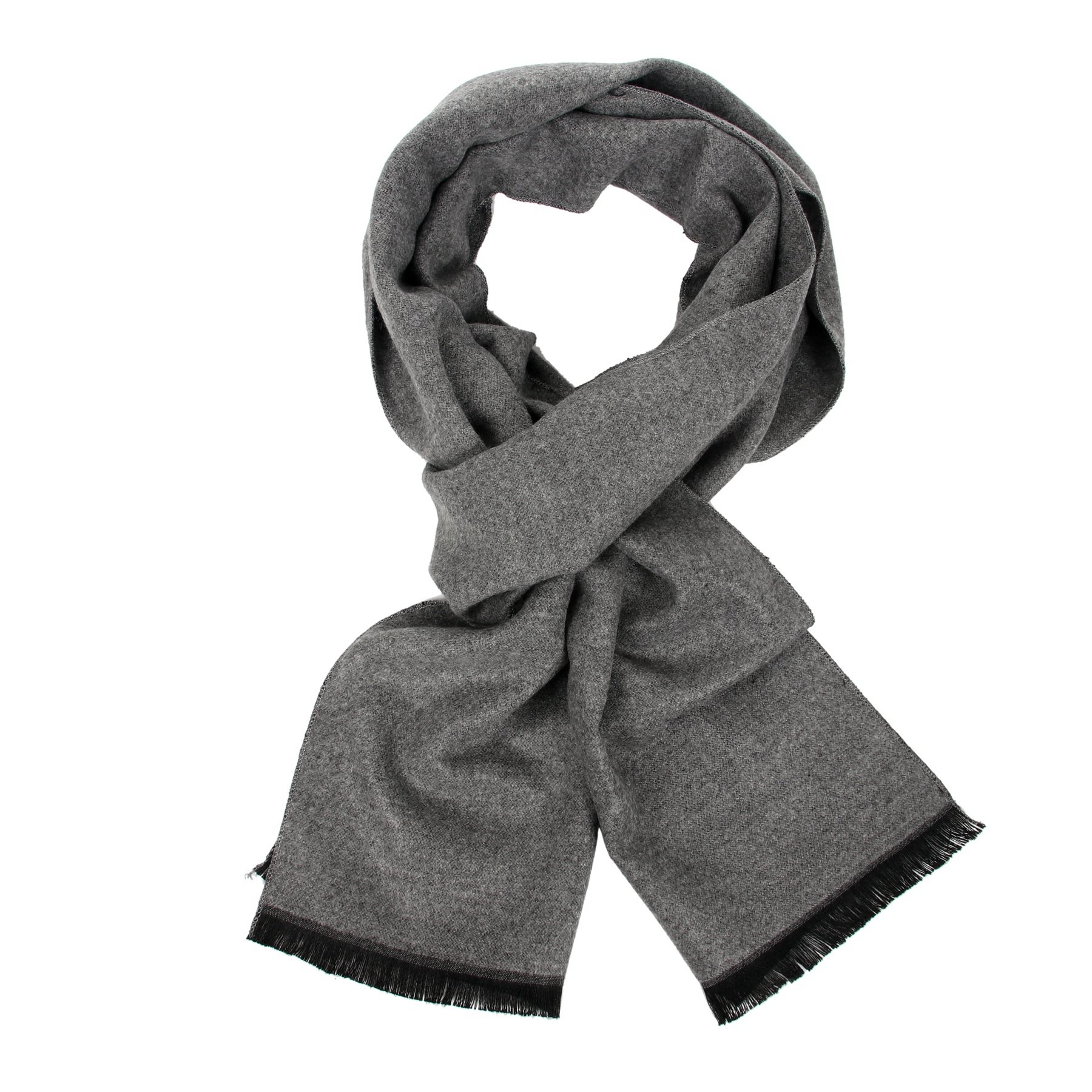 soul young Long Cotton Scarf for Men - Warm Fringe Plaid Scarves With Luxurious Gift Box(Hether Grey)