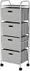 Rolling 3 Drawer Cart - Fabric Bin Storage Cart with Wheels and Metal Frame ? Closet Drawers for Clothes, Home, or Office by Lavish Home Gray