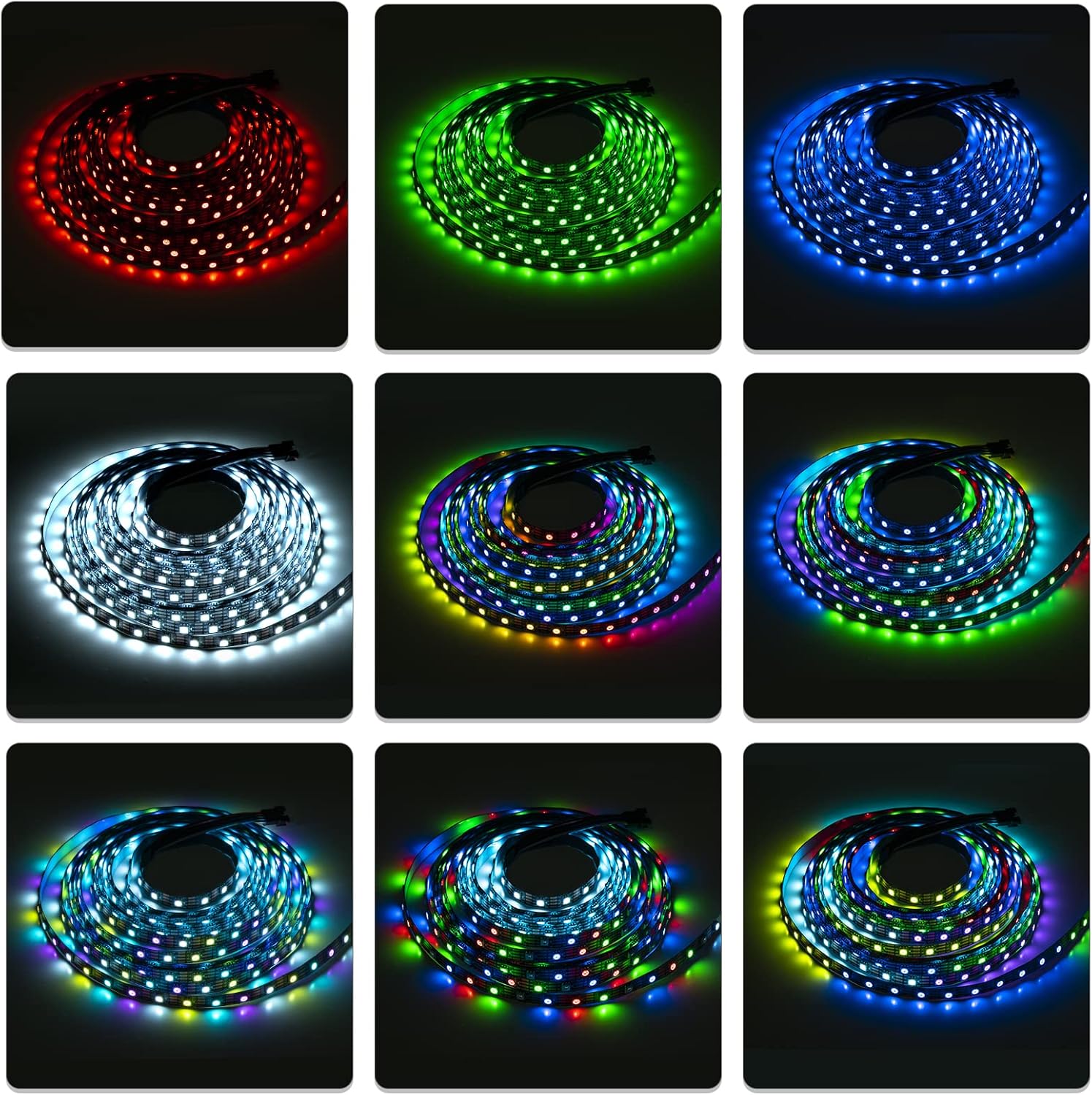 SEZO WS2815 (Upgraded WS2812B) Individually Addressable RGB LED 16.4ft 300 Pixels 5050 SMD Dual Signal Dream Full Color Flexible Strip Light IP30 DC12V Black PCB
