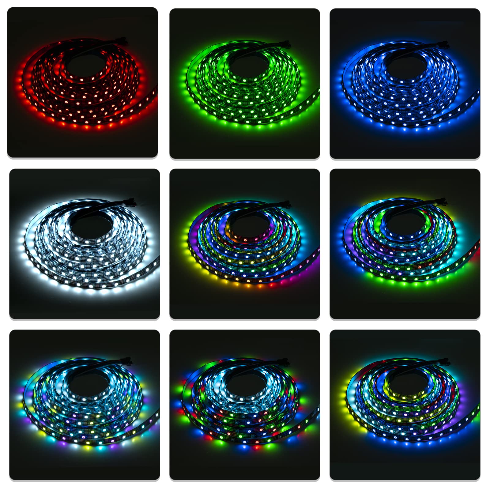 SEZO WS2815 Striscia di Luce LED (Aggiornata WS2812B) 5M 60LEDs/m Dream Color Indirizzabile Individualmente RGB 5050SMD Dual Signal WS2813 LED Flessibile IP30 Non Impermeabile DC12V Nero PCB