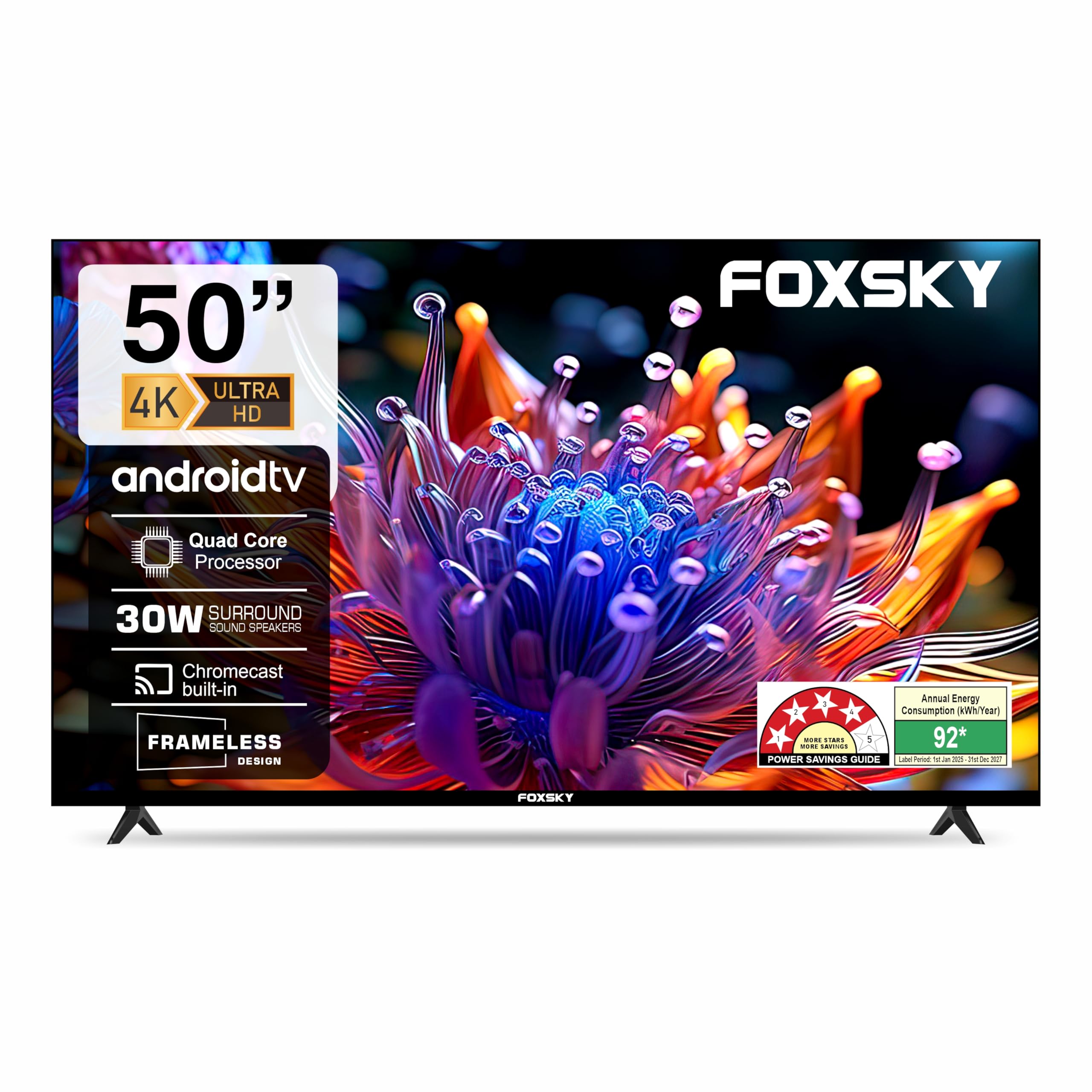 Foxsky 50FS-VS 50" 4K Smart LED TV with Voice Assistant – ₹24,999