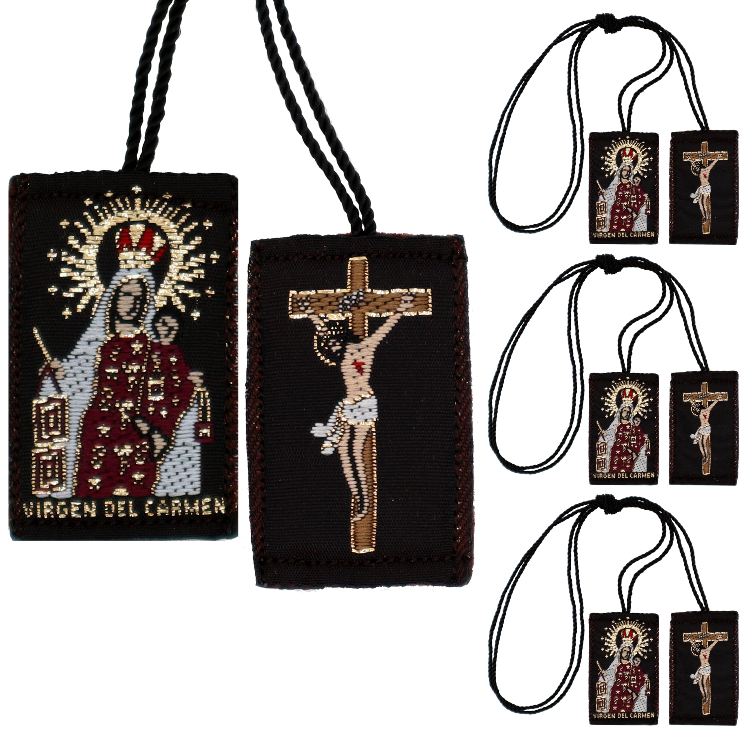 Escapulario de la Virgen del Carmen Pack of 3 Escapulario Catolico Brown Scapular of Our Lady of Mount Carmel Scapular Necklace Carmel Scapular Catholic Scapular Medal Brown Scapulars