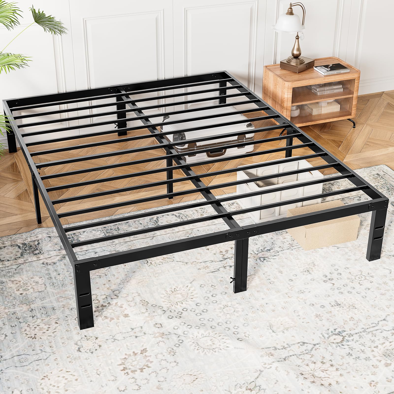 NEWBULIG Metal Bed Frame - Full Size Metal Platform Bed Frame Mattress Foundation with Steel Slat Support, No Box Spring Needed, Storage Space Under Frame, Easy Assembly