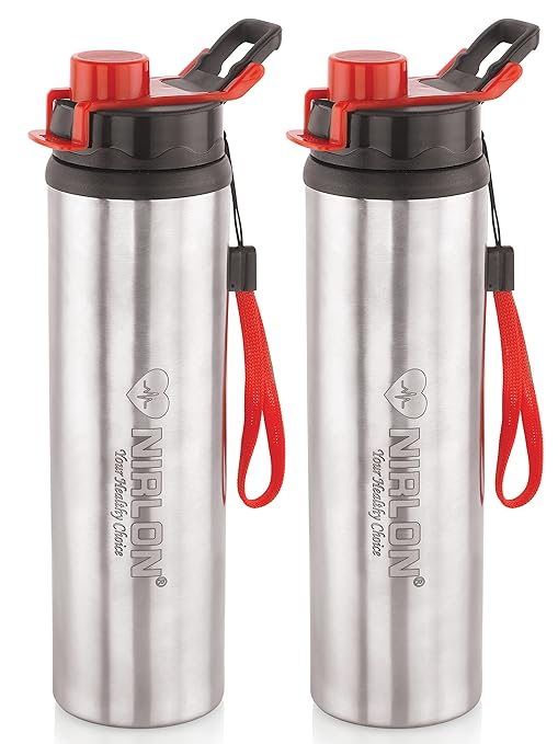 NIRLON Tranzy Sipper Stainless Steel Single Wall Water Bottle/Fridge Bottle,Kids School Bottle,Yoga & Sports Bottle 100% Leak Proof, Set of 2 at Rs. 317