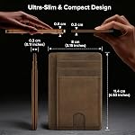 Furid Slim Genuine Leather Wallet: Small Card Wallets with ID Window - Minimalist RFID Comfortable Front Pocket Wallet for Men - 0.11-inches Thin Credit Card Holder for Men's Gift