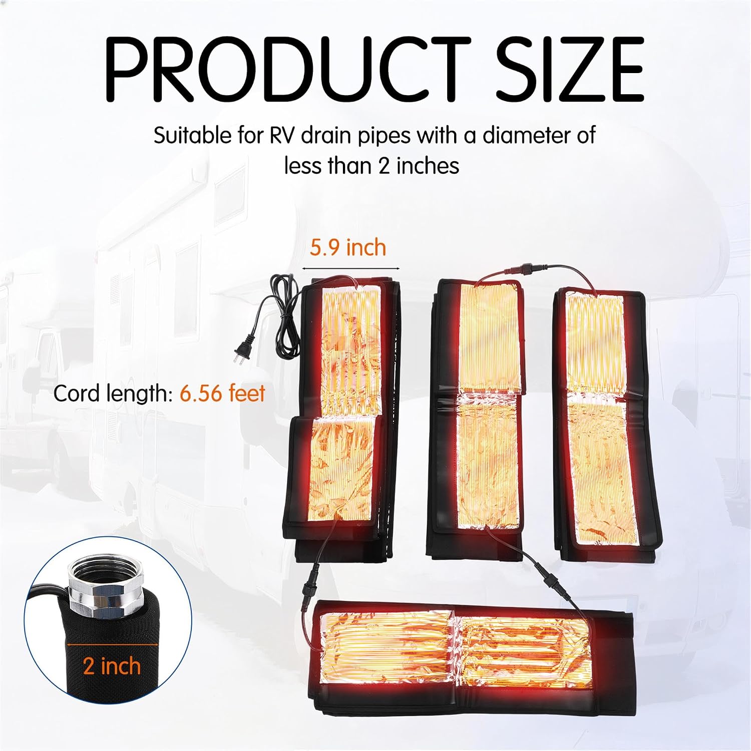 Nuanchu 50ft Heated Water Hose Sleeve Rv Hose Heated Cover Waterproof Freeze Resistant Down to -45°f Insulated Wrap Electrical Sleeve for Winter Camper Travel Trailer, Not Include Water Pipe