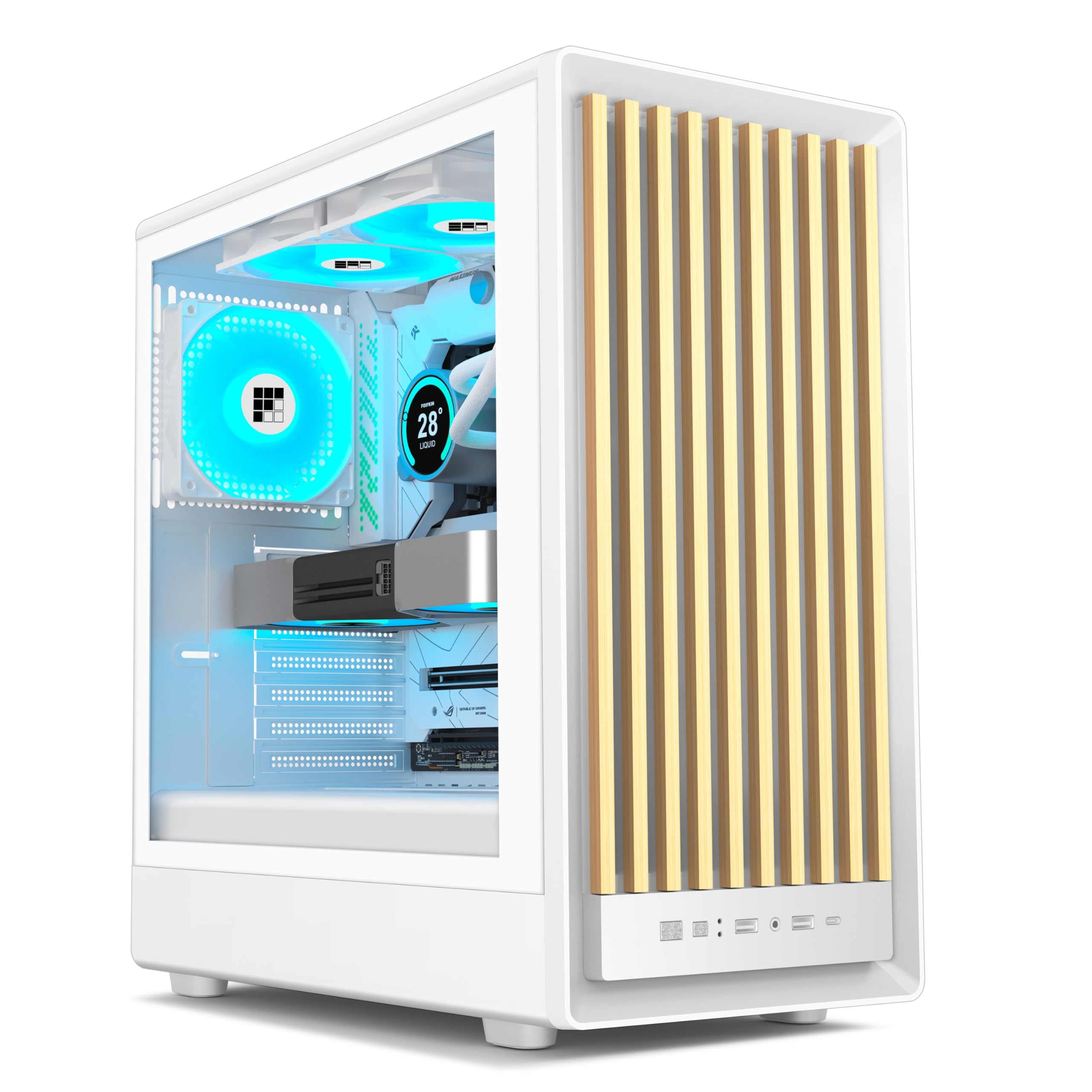 casella di raccogliimento per pc gaming in legno con fan rgb preinstallati