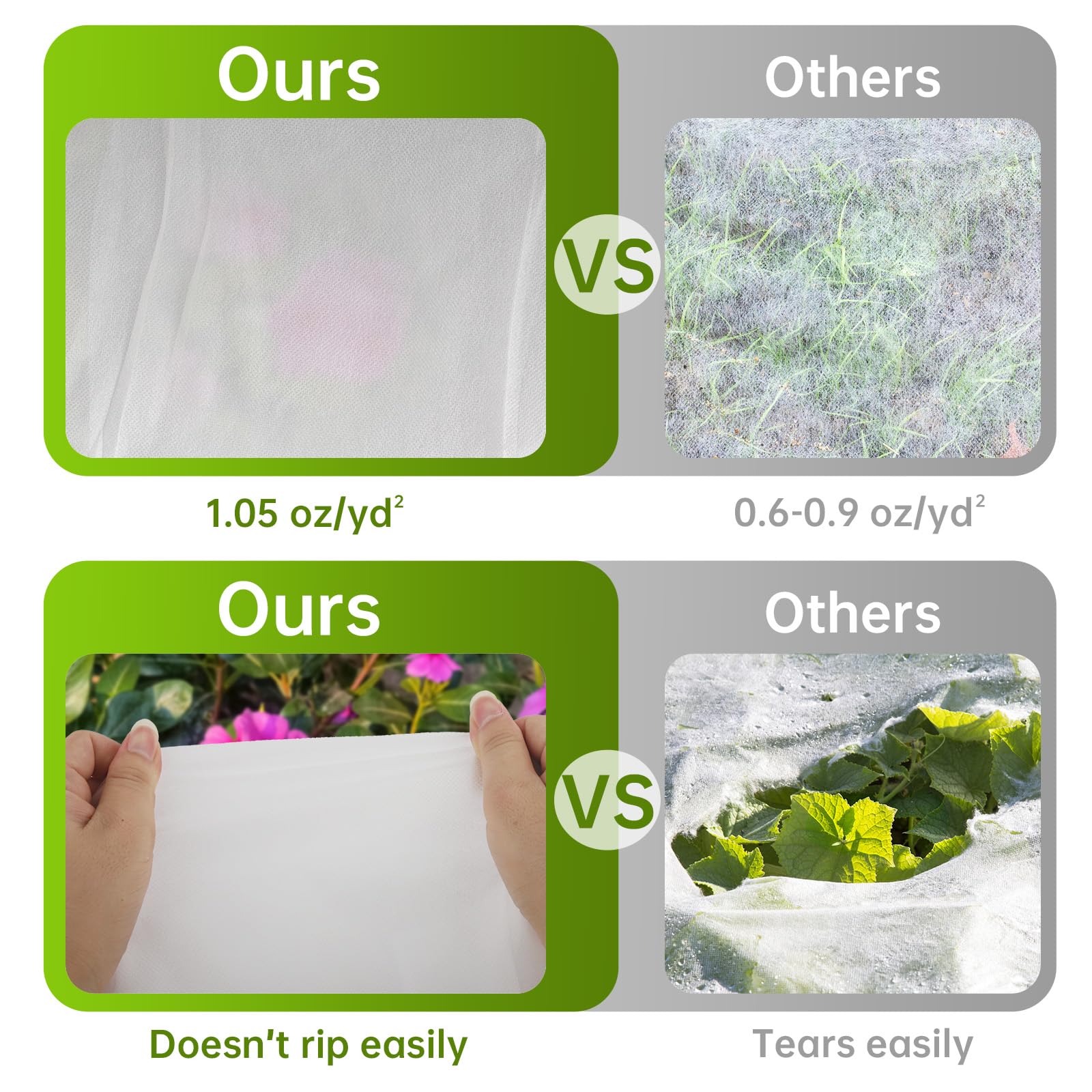 Paquete de 4 cubiertas para plantas de protección contra la congelación, 10 pies x 33 pies, 29.8 g/yd², tela para plantas al aire libre, cubierta flotante para hileras de heladas para invierno, jardín