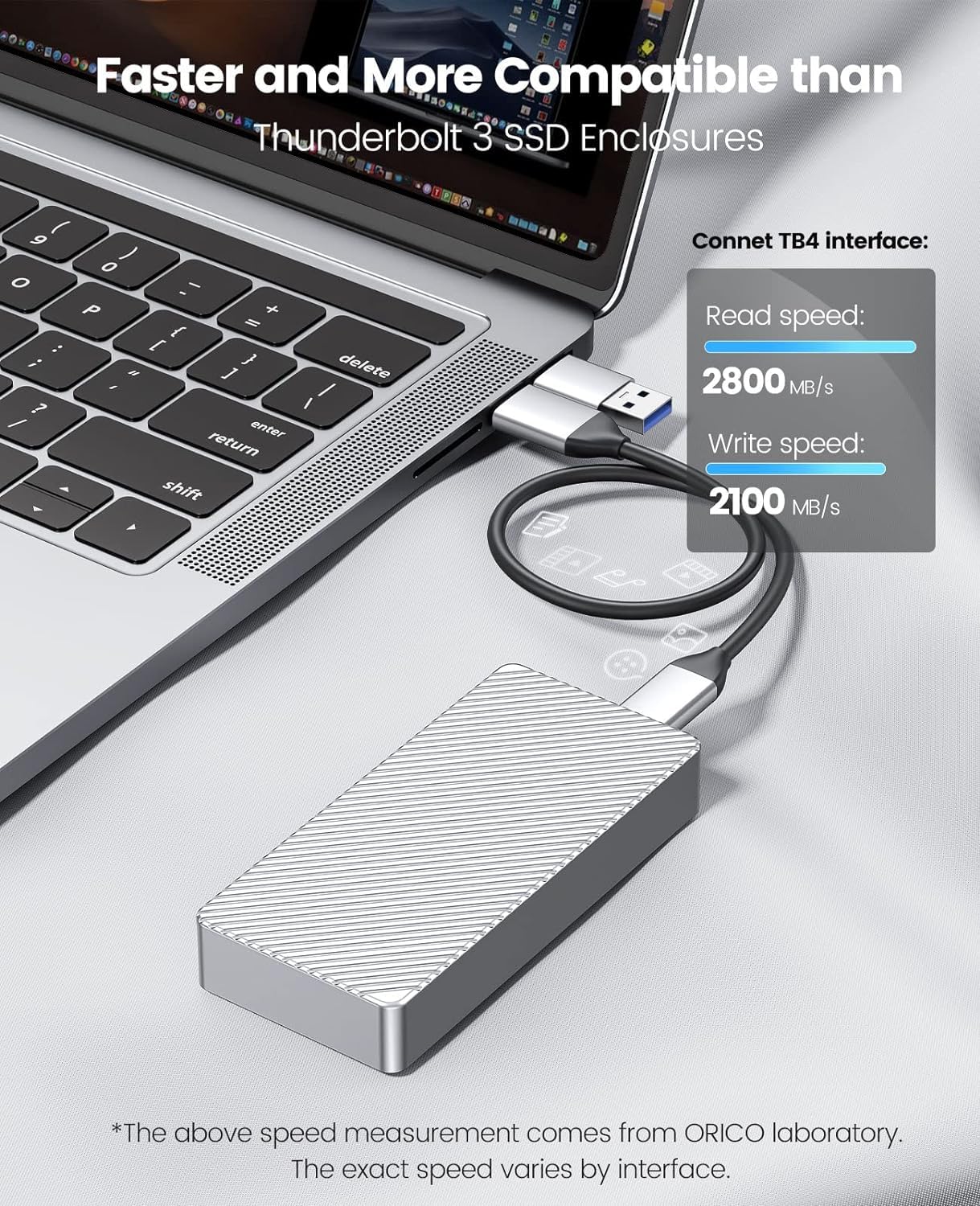 ORICO M.2 NVMe SSD-Geh?use,PCIe USB 4.0, 40Gbps,Type-C auf M-Key (B+M Key) Festplattengeh?use, Aluminium Festplatten-Adapter unterst¨¹tzt 2280, UASP, und Thunderbolt 3/4 USB3.2/3.1/3.0 / Typ-C
