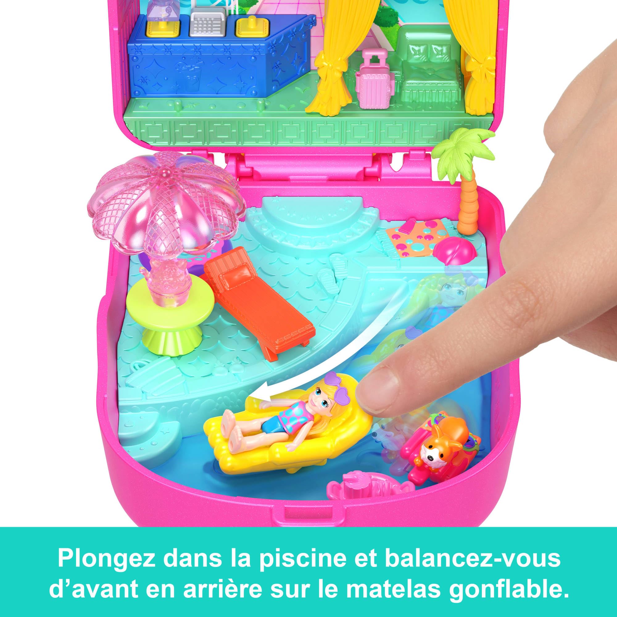 Polly Pocket Coffret Vacances au soleil, jouet de voyage avec 1 mini-figurine, un chiot et des accessoires thématiques, JCB17 - 5