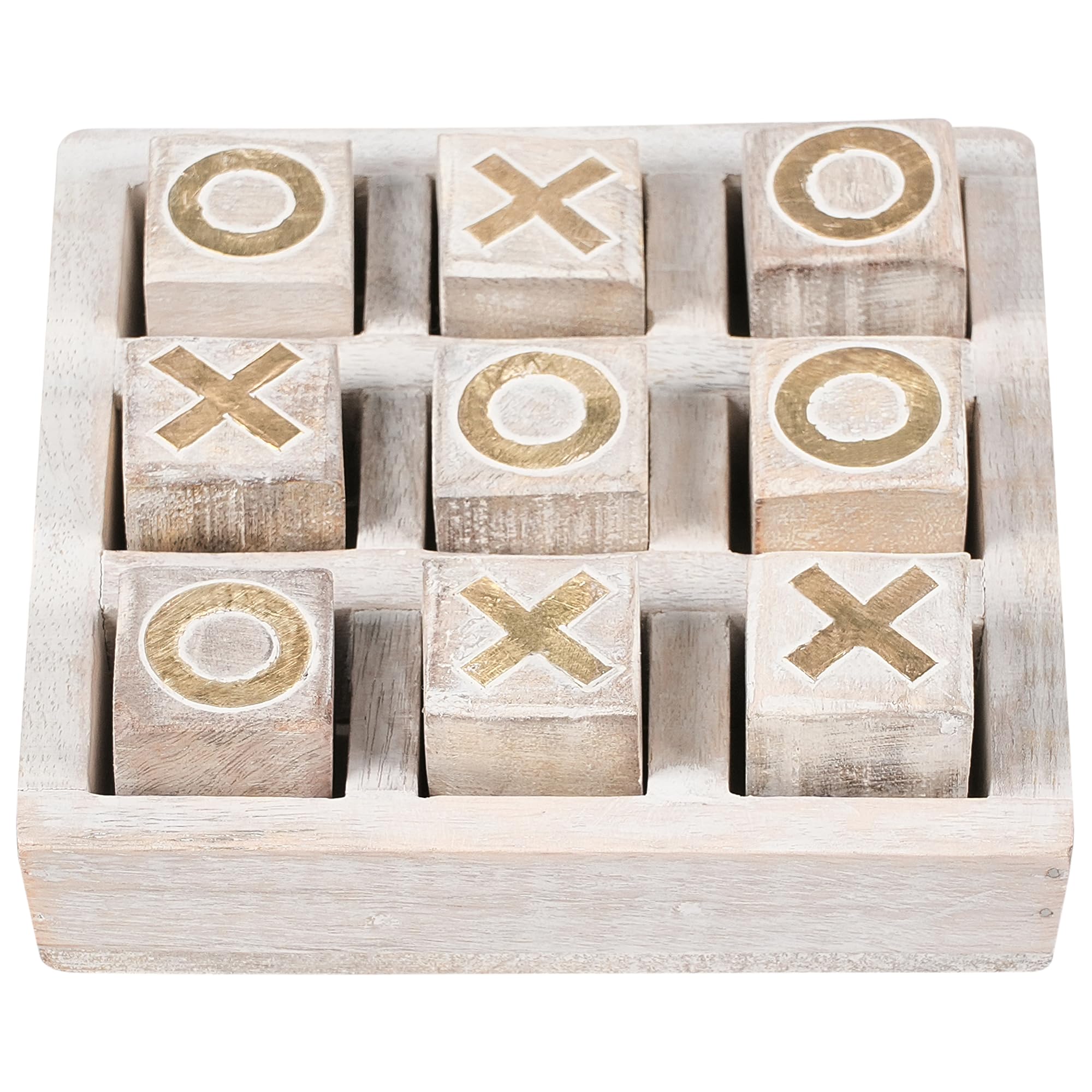Beliani Jeu de Morpion en Bois de Manguier Accessoire Décoratif Beige Asjut