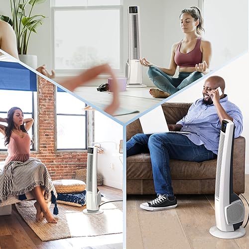 Miniatura 7 de Lasko Ventilador de torre oscilante, control remoto, temporizador, 4 velocidades silenciosas, para dormitorio, oficina en casa y cocina, 38