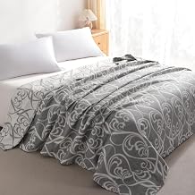 NTBAY 3 Layers Cotton Muslin 68x92 Twin Bed Blanket, Super Soft Breathable Thermal Yarn Dyed Quilt for Adults, Perfect Lightweight Blanket for Couch Sofa Bed All Seasons, Grey Paisley