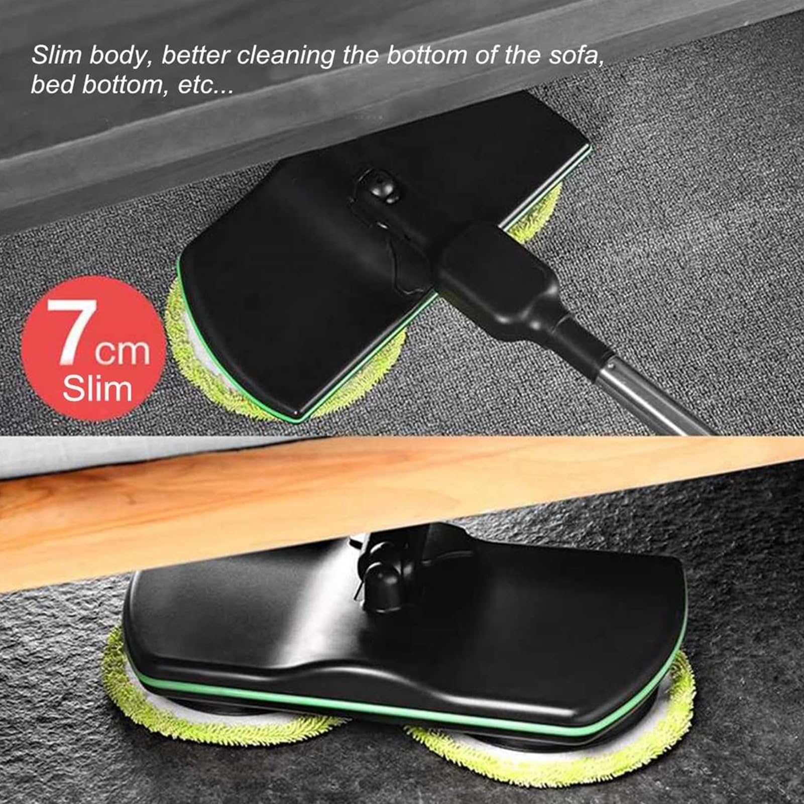 Limpiador de Suelo eléctrico,Trapeador Giratorio sin Cable,Limpiador y pulidor Recargable con 2 Almohadillas Microfibra y 2 Almohadillas Pulido para Cualquier Superficie Dura