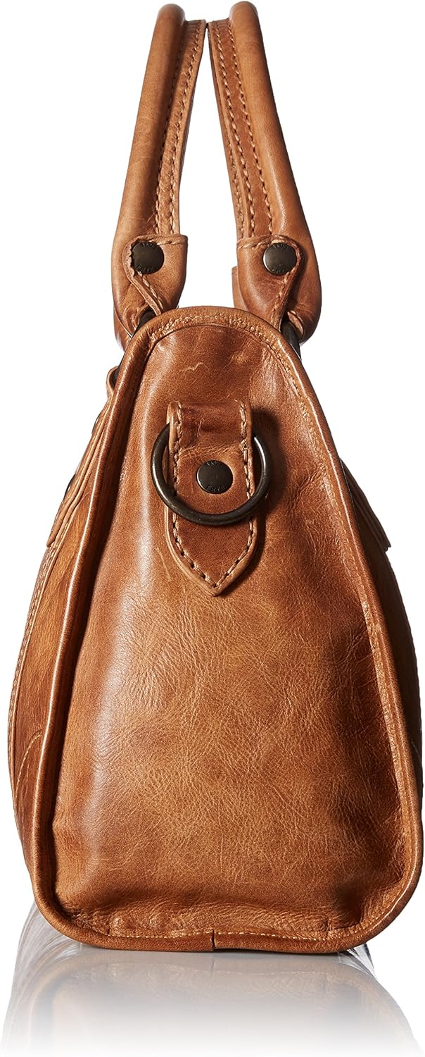 Frye Melissa Zip Satchel Leather Handbag Beige