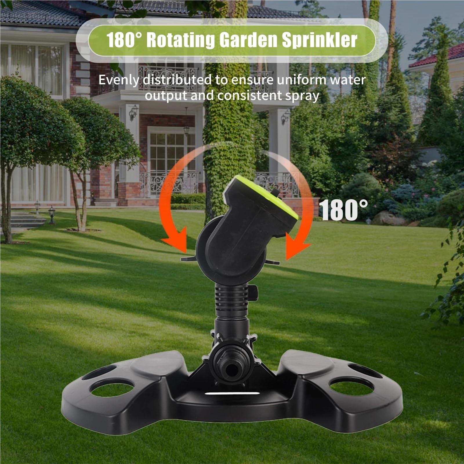 Irrigatore Da Giardino Con Copertura Regolabile for Prato, Rotante A 16 Fori A 180°, Patio per il giardino