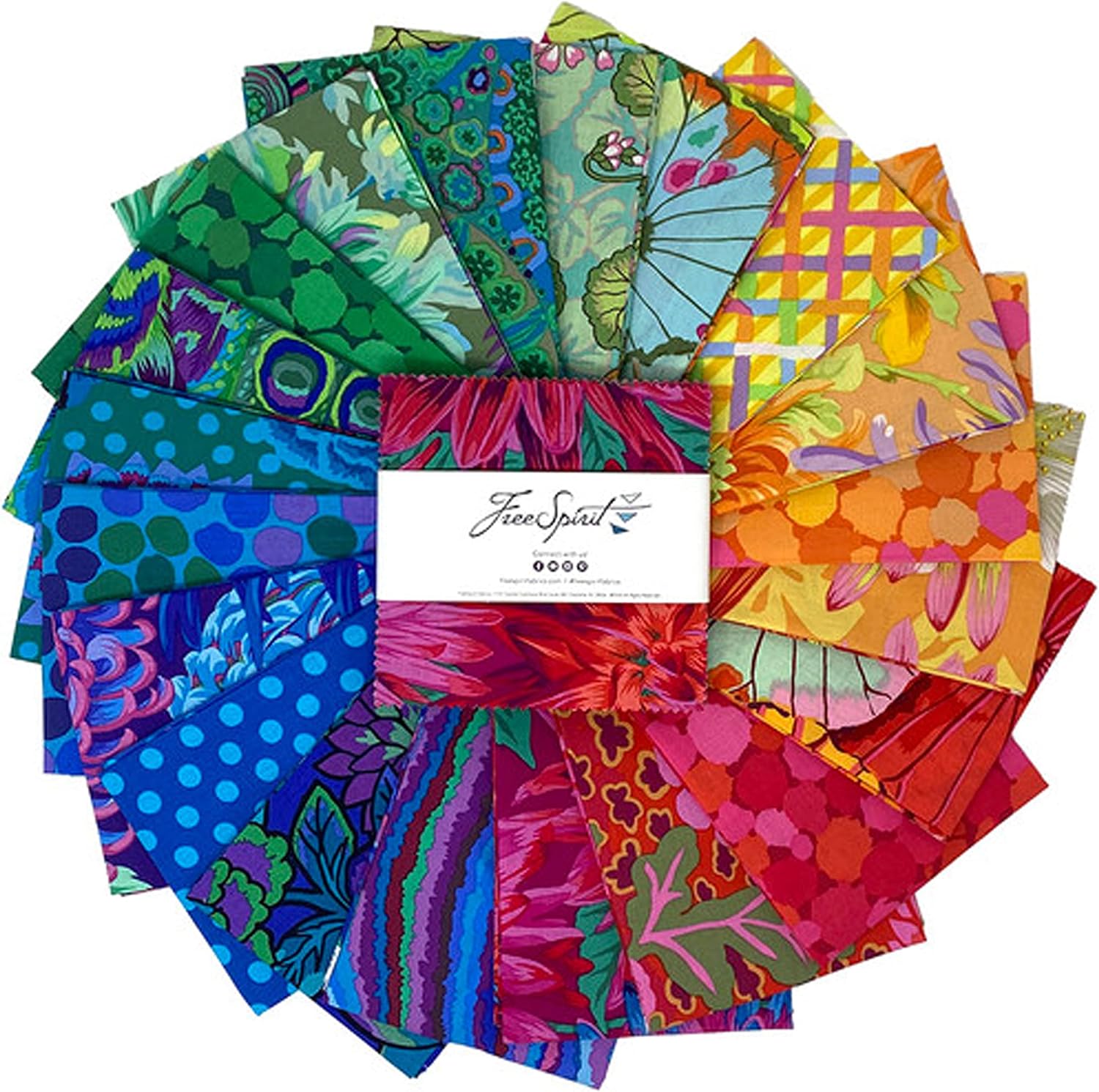 Kaffe Fassett Classics Plus Rainbow 5 Charm Pack for Free Spirit Fabrics 42 5 Fabric Squares