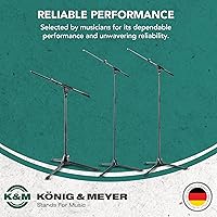 Vista 4 de K&M Konig & Meyer 21080.500.55 Tripod Microphone Stand w/Telescoping Boom Clutch Height Adjustment Soft-Touch Lock Folding Leg Design Zinc