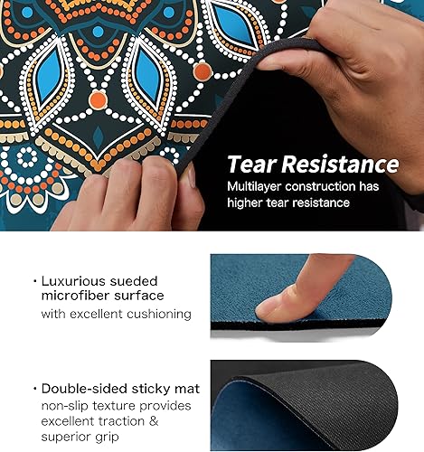 Miniatura 5 de Keolorn Tapete de yoga redondo de meditación de pilates de gamuza de lujo grande, base antideslizante de goma natural adecuada para meditación,