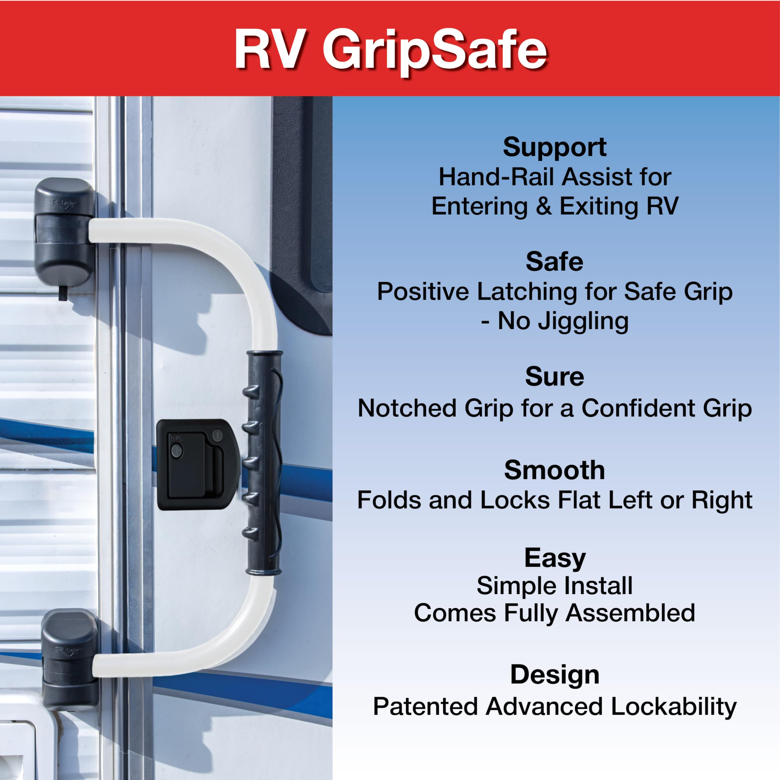 Folding Rv Handle Snapklik.com : RV Designer R122 GripSafe Handrail Assist - Locking ...