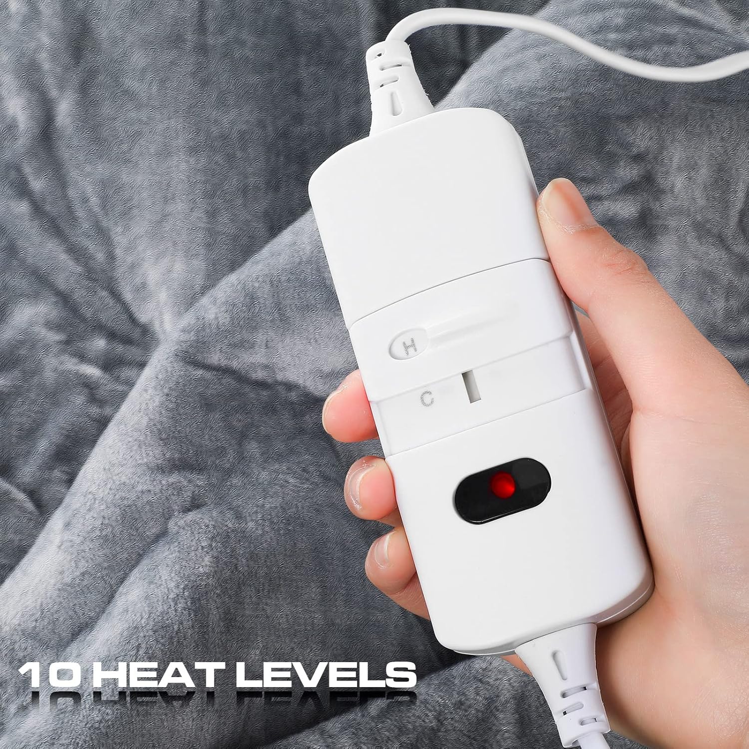 review Electric Blanket Throw 50 x 60 Inches Soft Fleece Heating Blanket Thick Soft Warming Plush Heated Throw with 10 Temperature Settings for Bed Home Office Use, Grey