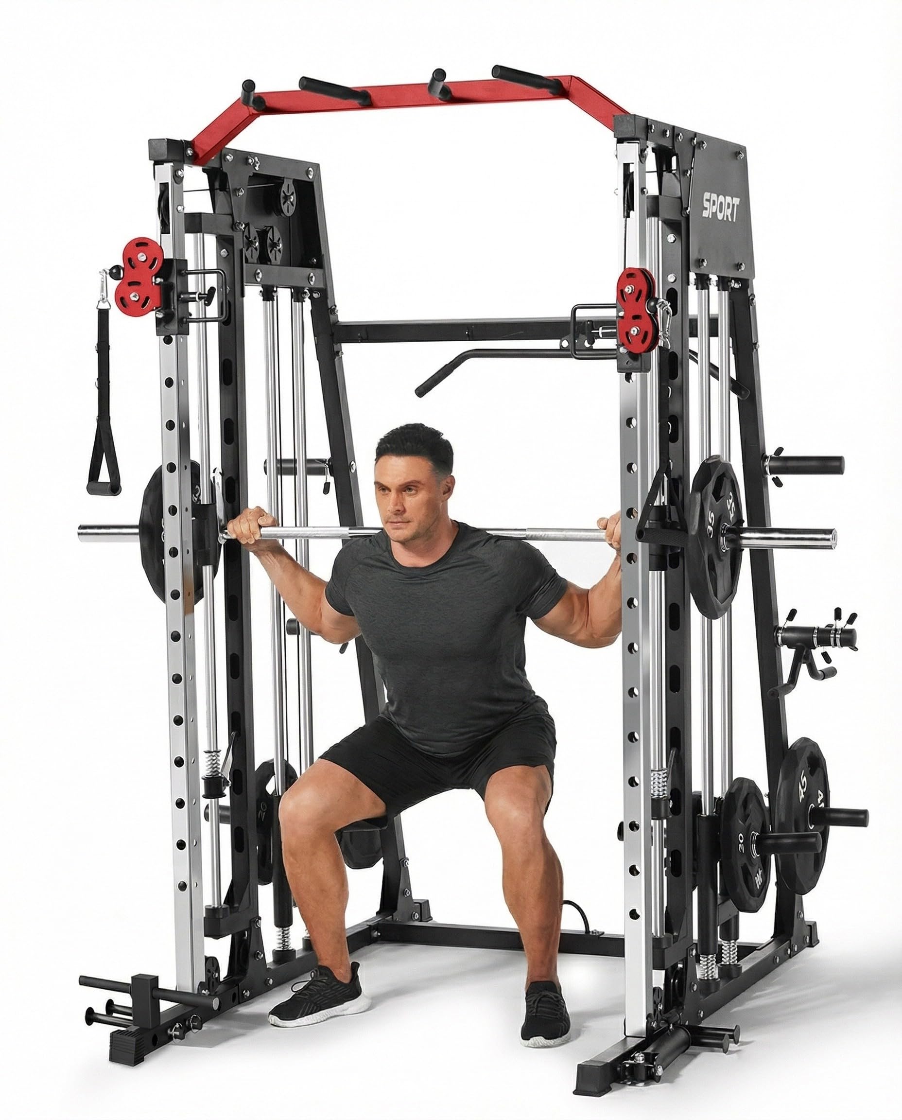 Photo 1 of **ONLY THE PULLUP BAR, MISSING THE REST OF THE SET** Smith Machine Home Gym 2200LBS Squat Rack Power Cage with LAT Pulldown, Cable Crossover System, Smith Bar, Leg Attachments, All in One Workout Equipment