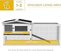 Vista 4 de PawHut Rabbit Hutch - Jaula de conejo de 2 pisos, jaula de conejillo de indias para interiores y exteriores, casa de animales pequeños con bandeja
