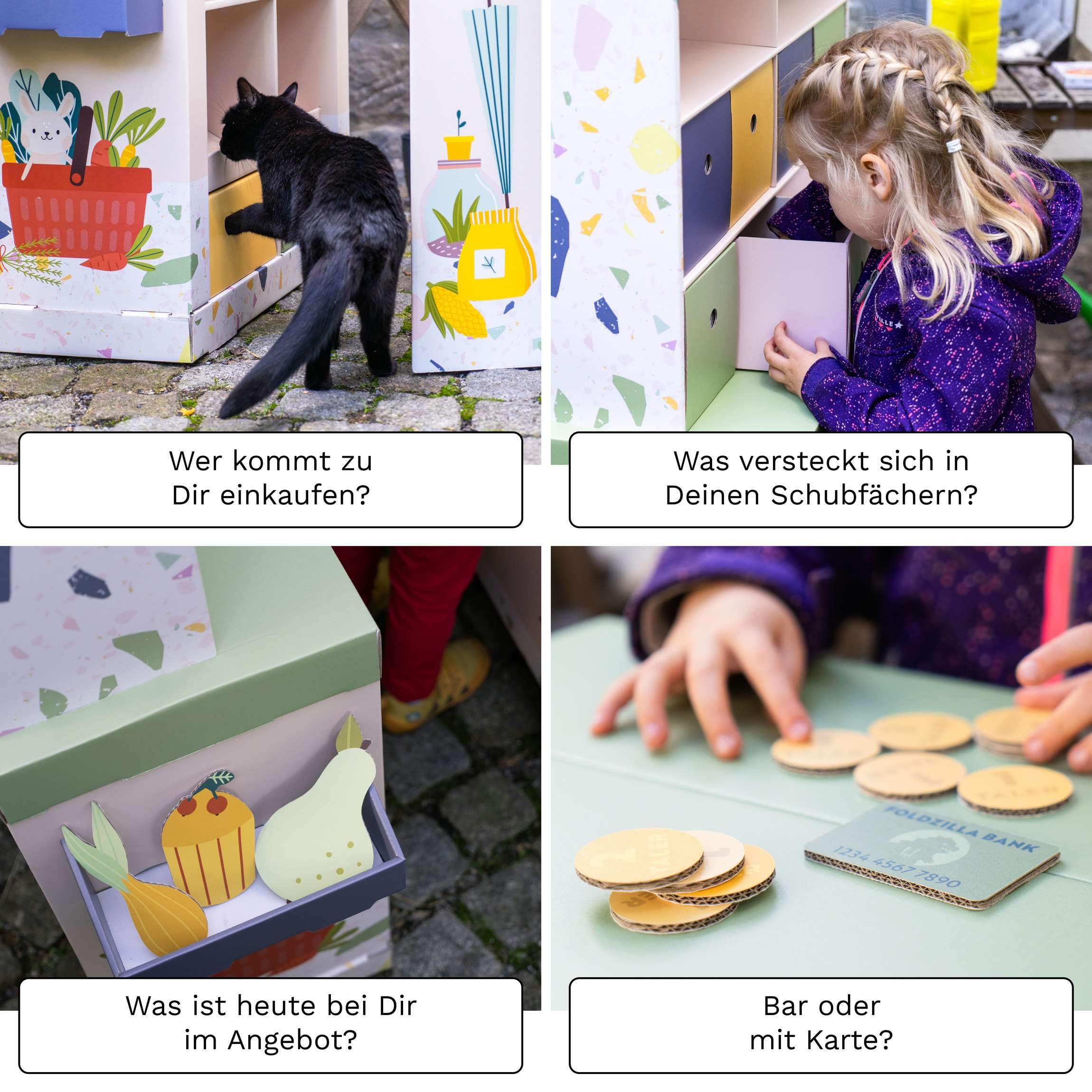 Kaufladen für Kinder 151 x 68 x 30 cm Kaufmannsladen Supermarkt Verkaufsstand aus Pappe Marktstand - Weiß zum Bemalen und Bekleben