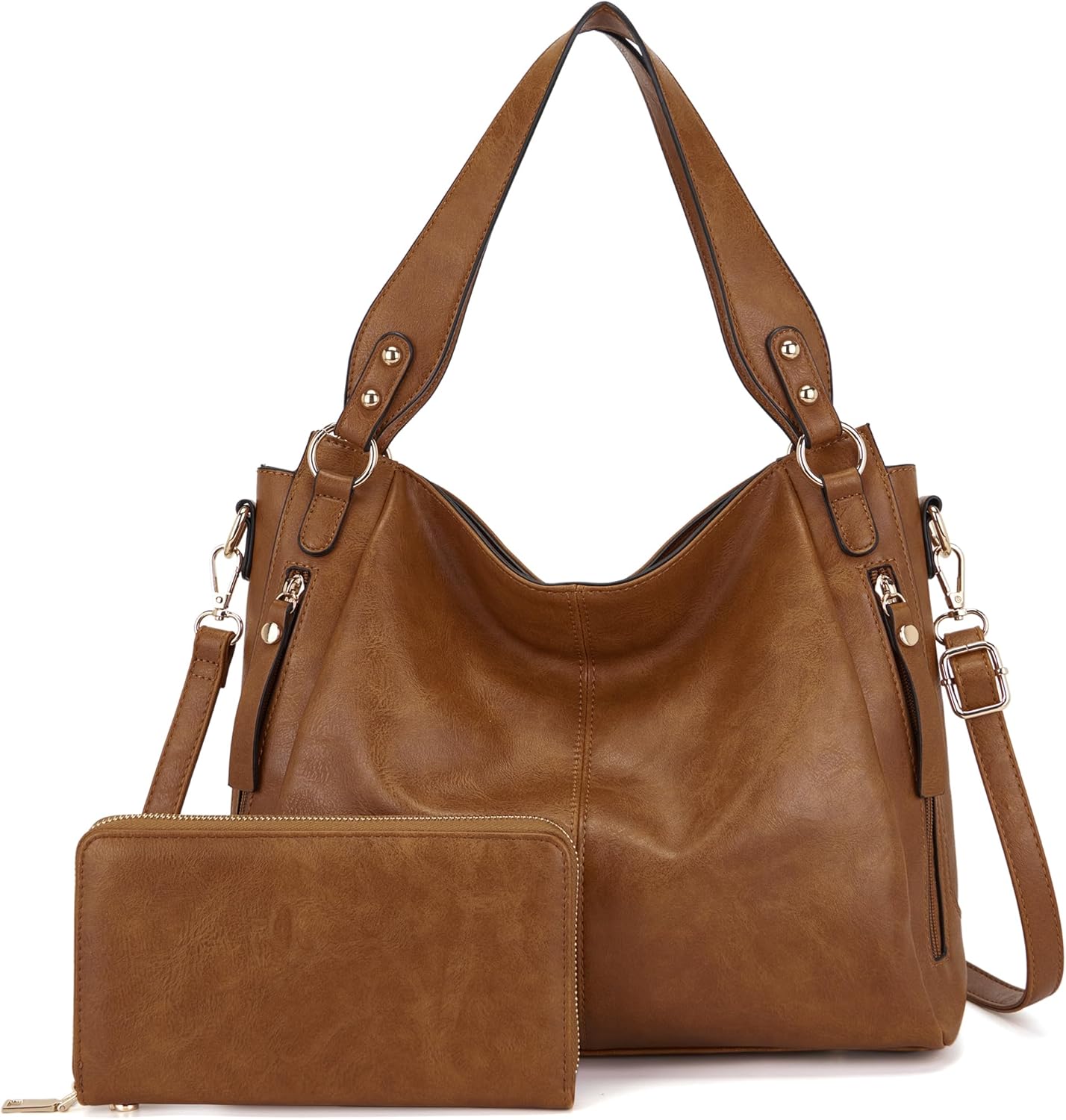 Women's Hobo Handbags Crossbody Bags Ladies Tote Shoulder Bags Purses and Wallet Set 2pcs