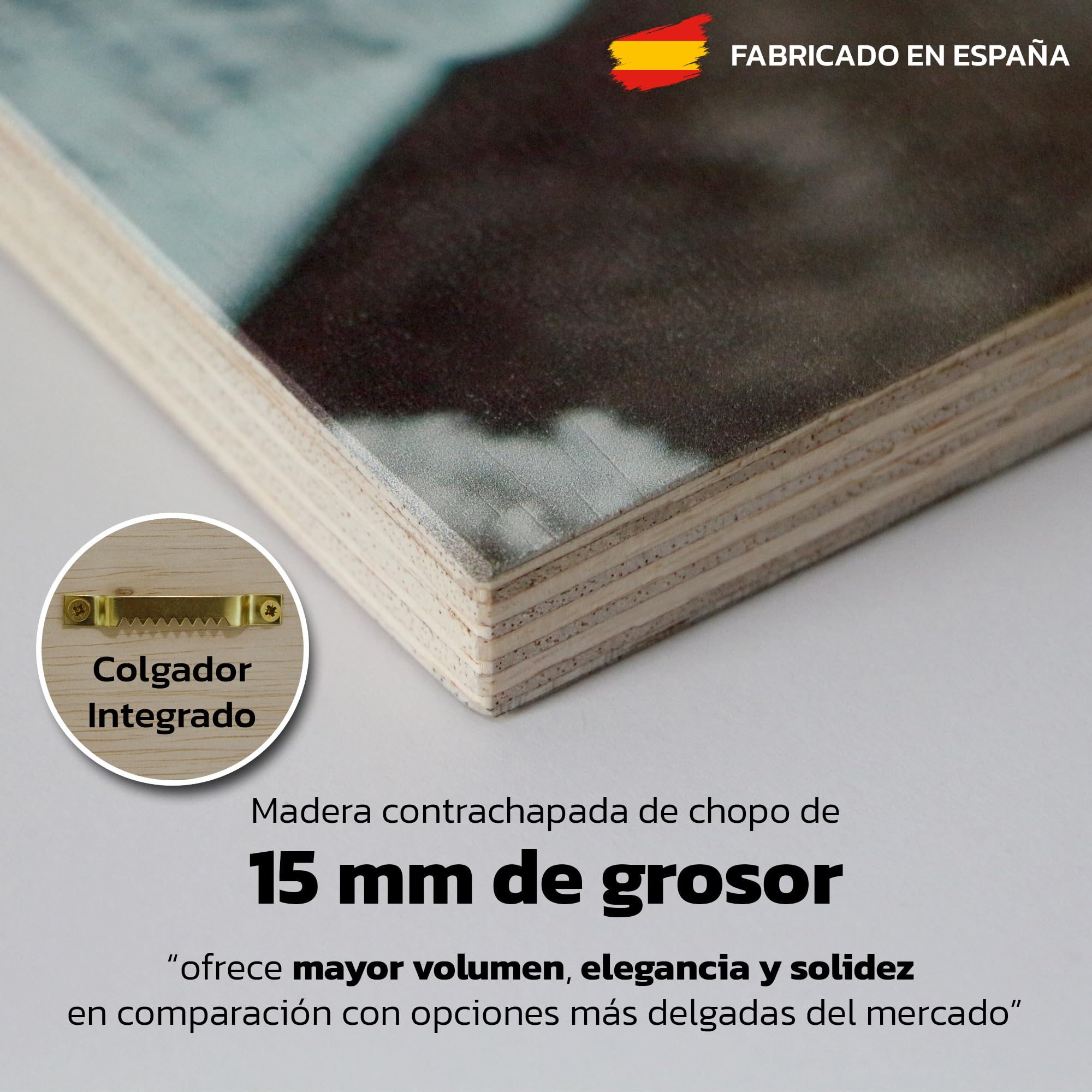 lafabricadelcuadro® Cuadro Personalizado con Foto en Madera – Foto Impresa en Madera Natural- 14 Tamaños Disponibles (50X50 cm)