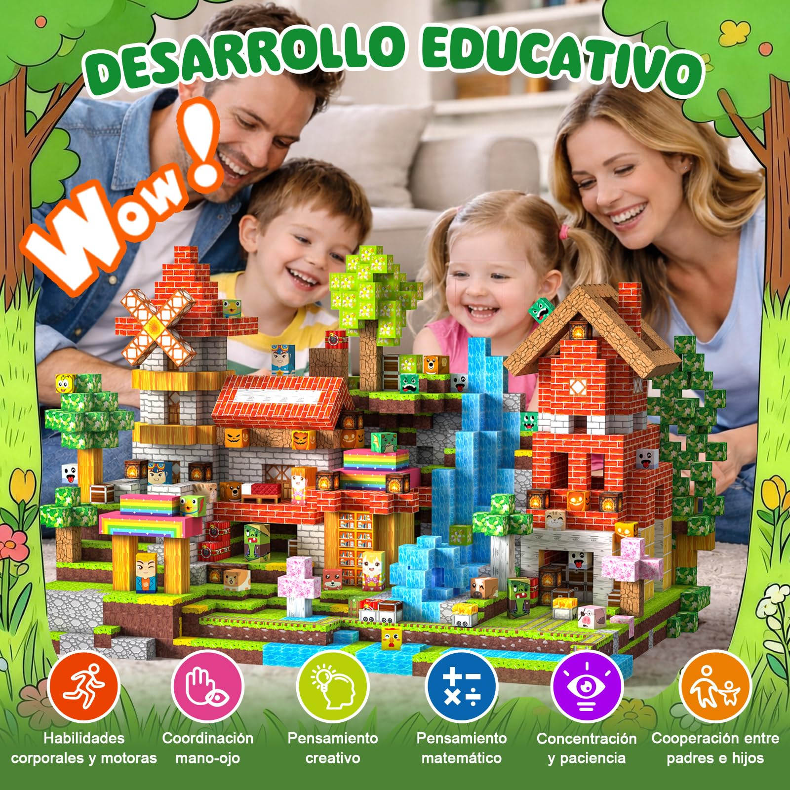 Bloques Magneticos Construccion Niños 330 Piezas 2CM 3+ Magneticas, Juego Magnetic Blocks Tiles Construcción, Juguetes Montessori para Niños 4 5 6 7 8 9 10 11 12 Regalos de Cumpleaños para Niñas