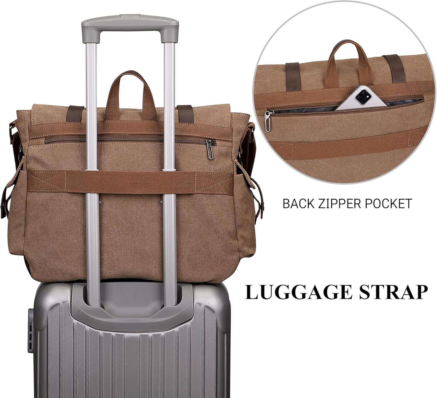 WITZMAN Vintage Canvas Messenger Bag for Men and Women Large Satchel Bags Crossbody Shoulder with 17 inch Laptop - Image 8