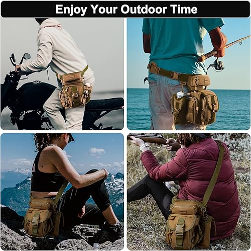 Miniatura 4 de Jueachy Bolsa de pierna caída para hombre, mochila táctica de detección de metales para muslos con bolsa para botella de agua