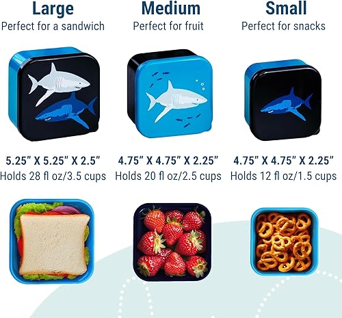 Miniatura 5 de Wildkin Recipientes de alimentos anidables para niños y niñas, perfectos para guardería y preescolar, juego de 3 recipientes de alimentos apilables