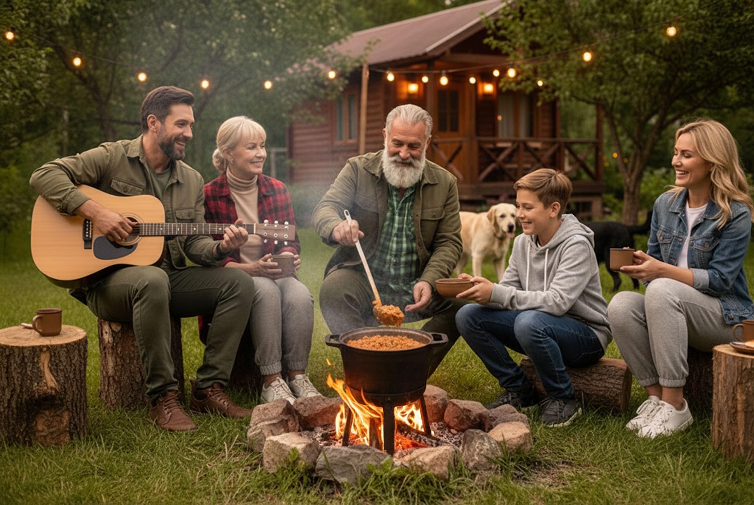 Berdsen Pentola in ghisa 8 l Dutch Oven – Pentola per fuoco per falò e barbecue, coperchio 2 in 1 utilizzabile come padella, con 3 gambe e ganci – incluso ricettario – nero