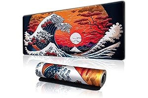 Japanese Sea Waves XL Mouse Pad, Extra Large Gaming Mouse Pad 31.5x11.8 Inch