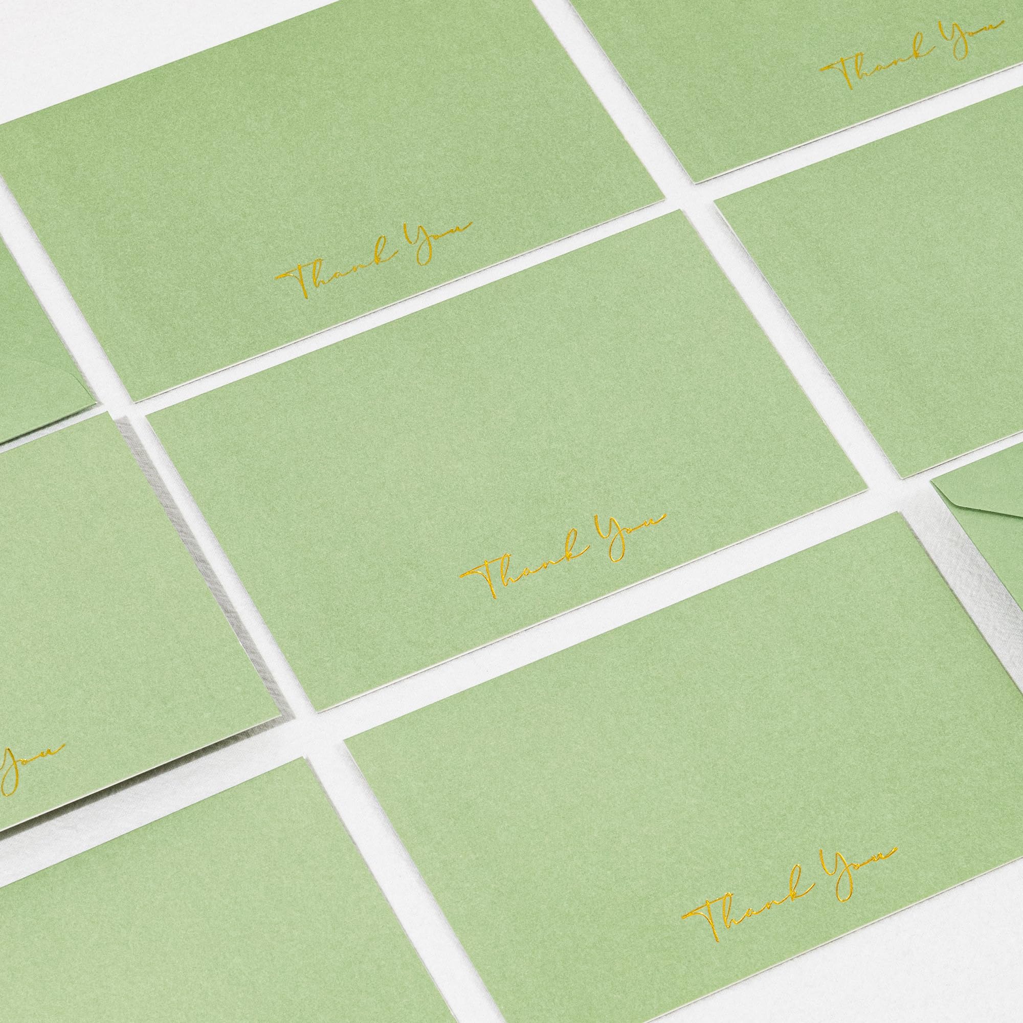Crisky Lot de 50 cartes de vœux de remerciement avec enveloppe verte pour mariage, fête prénuptiale, fête prénatale, affaires, remise de diplôme