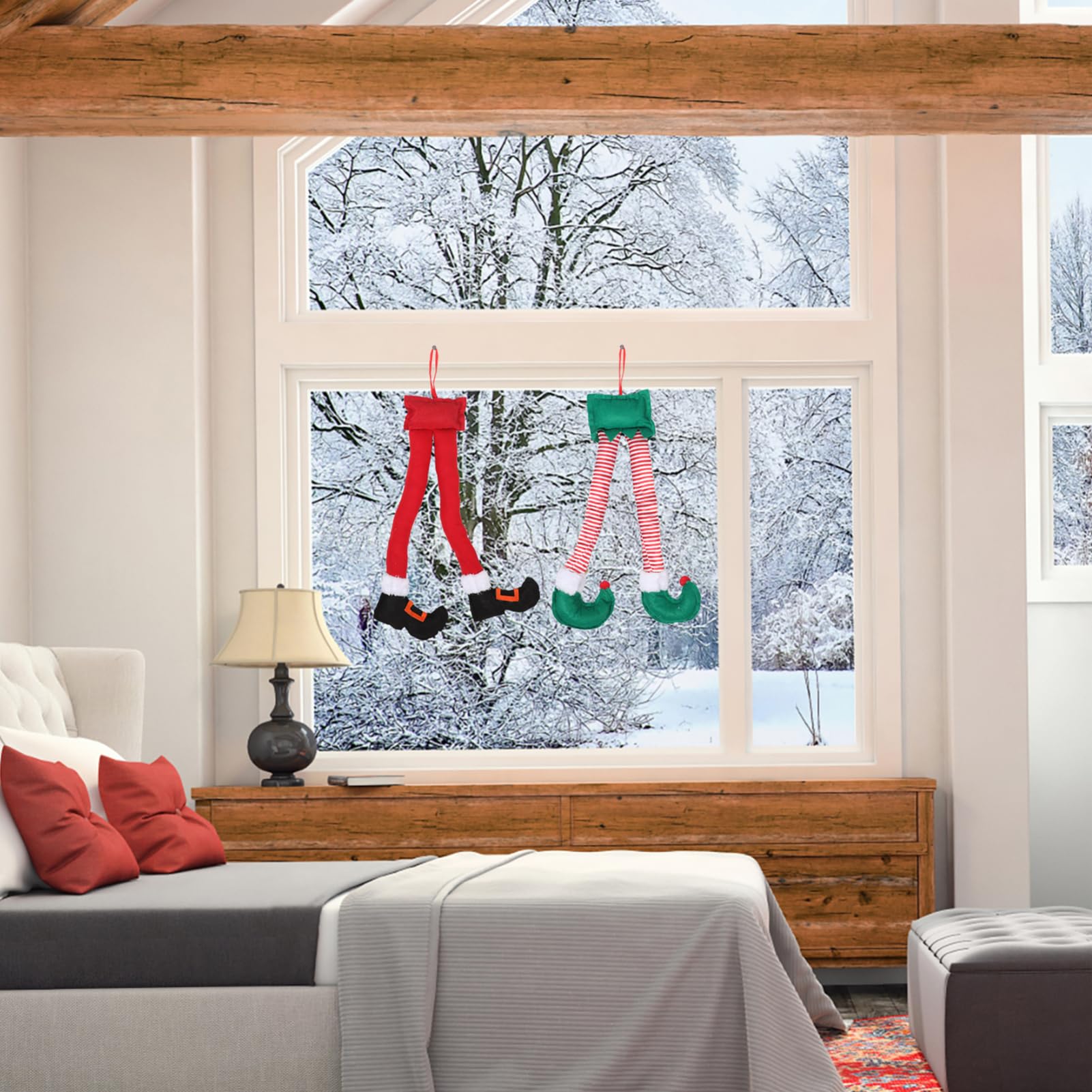 2 Jambes De Père Noël Pour Coffre De Voiture - Décoration Peluche Noël, 45-46 Cm, Multicolore - 8