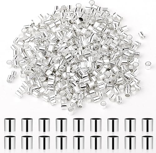 Miniatura 7 de 500 tubos de crimpado para hacer joyas, cuentas de tubo de engarzado, tapones de columna de tubo de tope, tubo de extremo de cable de cuentas de