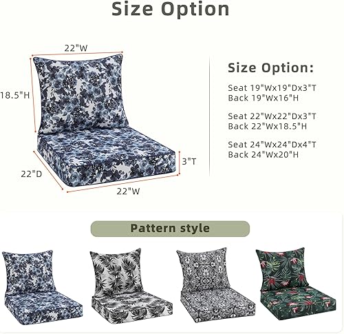 Vista 39 de Favoyard Juego de cojines de asiento para exteriores, 24 x 24 pulgadas, impermeables y resistentes a la decoloración, cojines para muebles de patio
