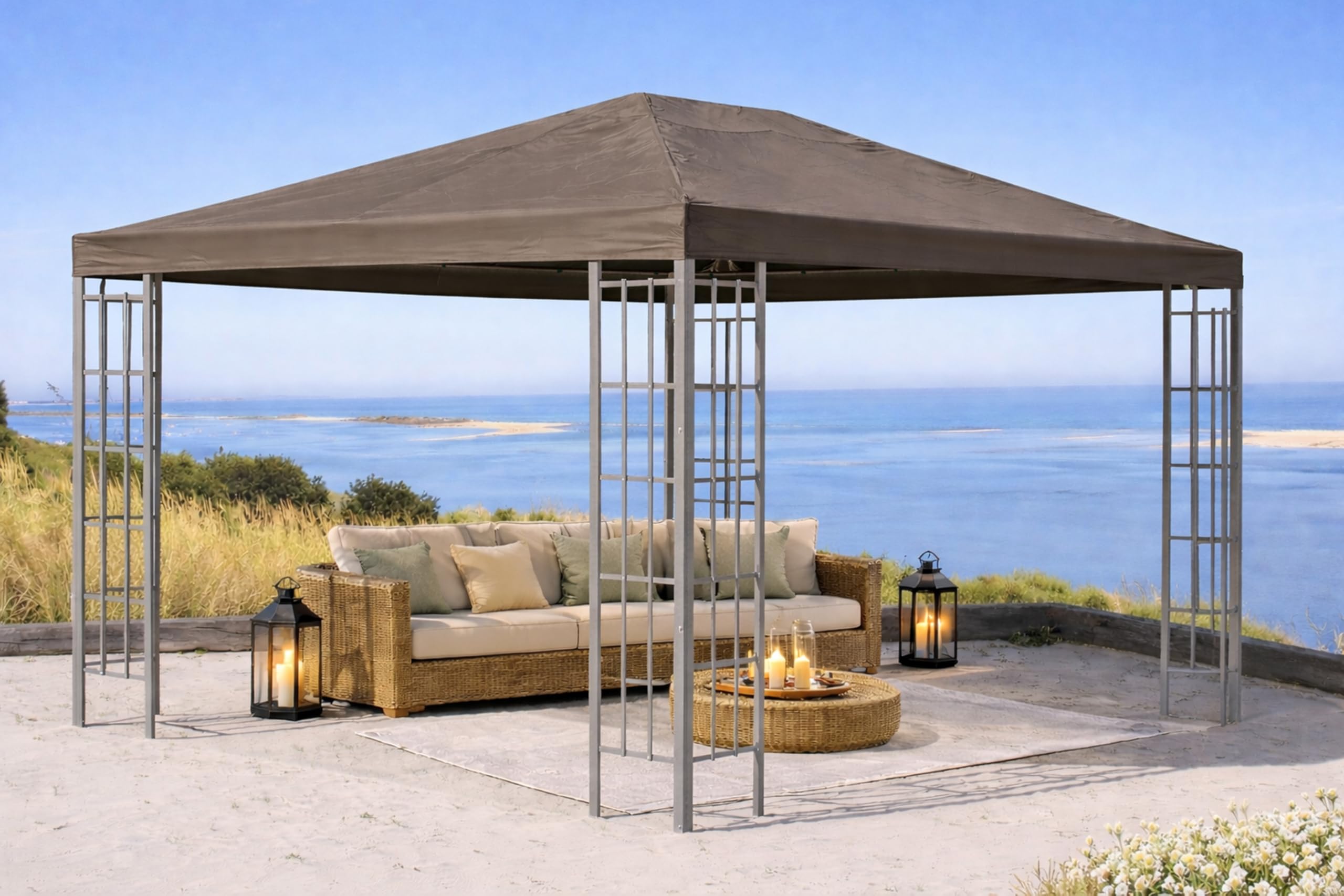 QUICK STAR Tetto di Ricambio per Gazebo 3x4m Marrone-Grigio