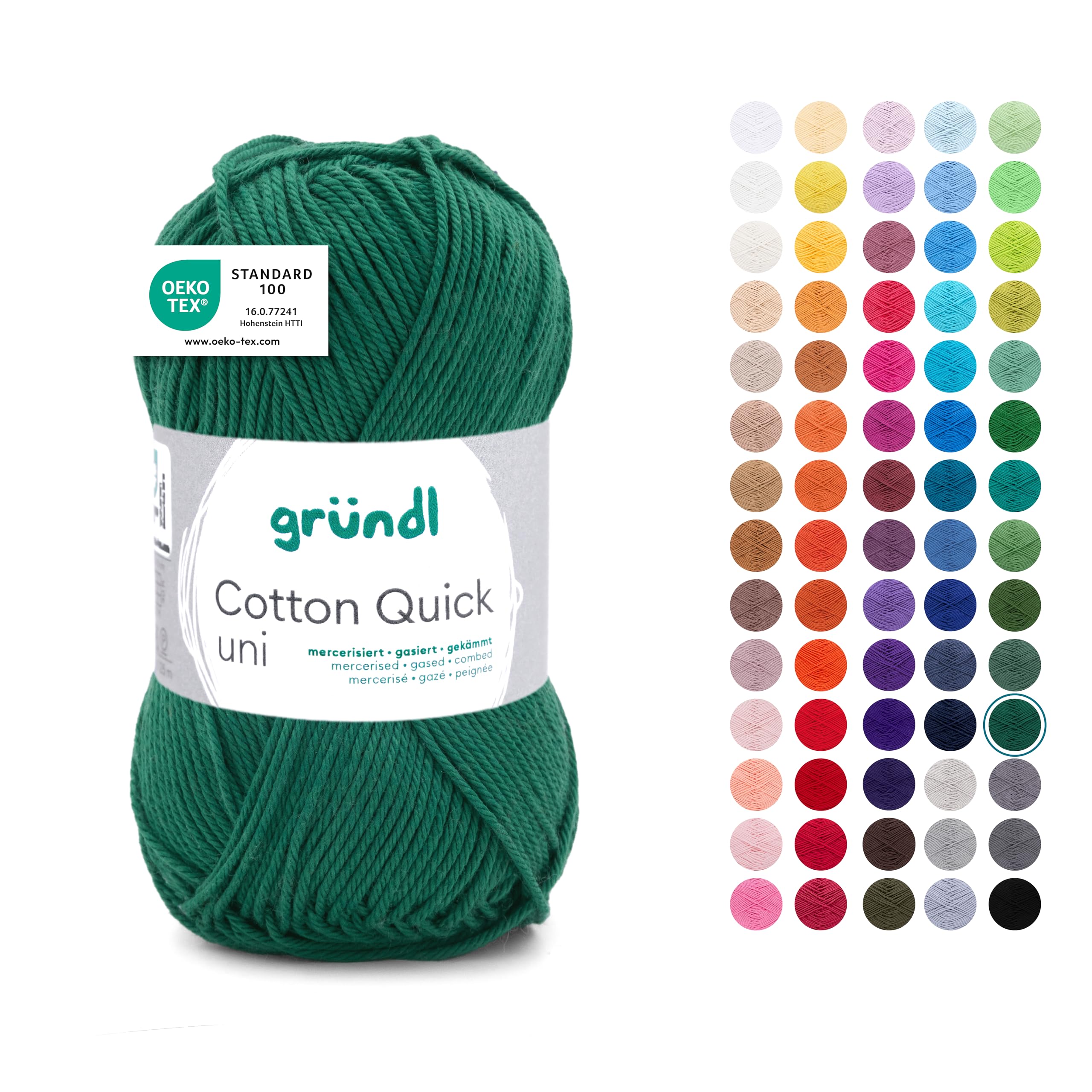Gründl Wolle Cotton Quick uni Häkelgarn 1 Knäuel 50 g, tannengrün