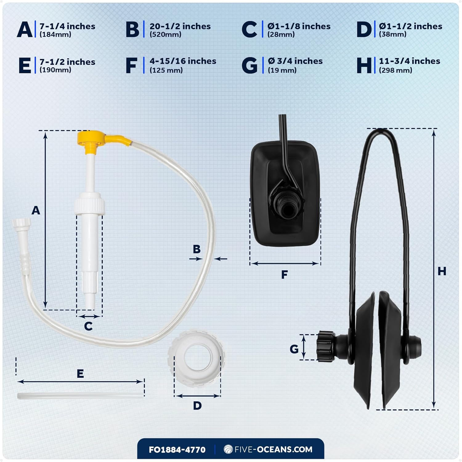 Five Oceans Universal Outboard Motor Flusher Muffs & Gear Oil Pump Set - Essential Marine Maintenance Kit for Efficient Engine Flushing & Gear Oil Changes